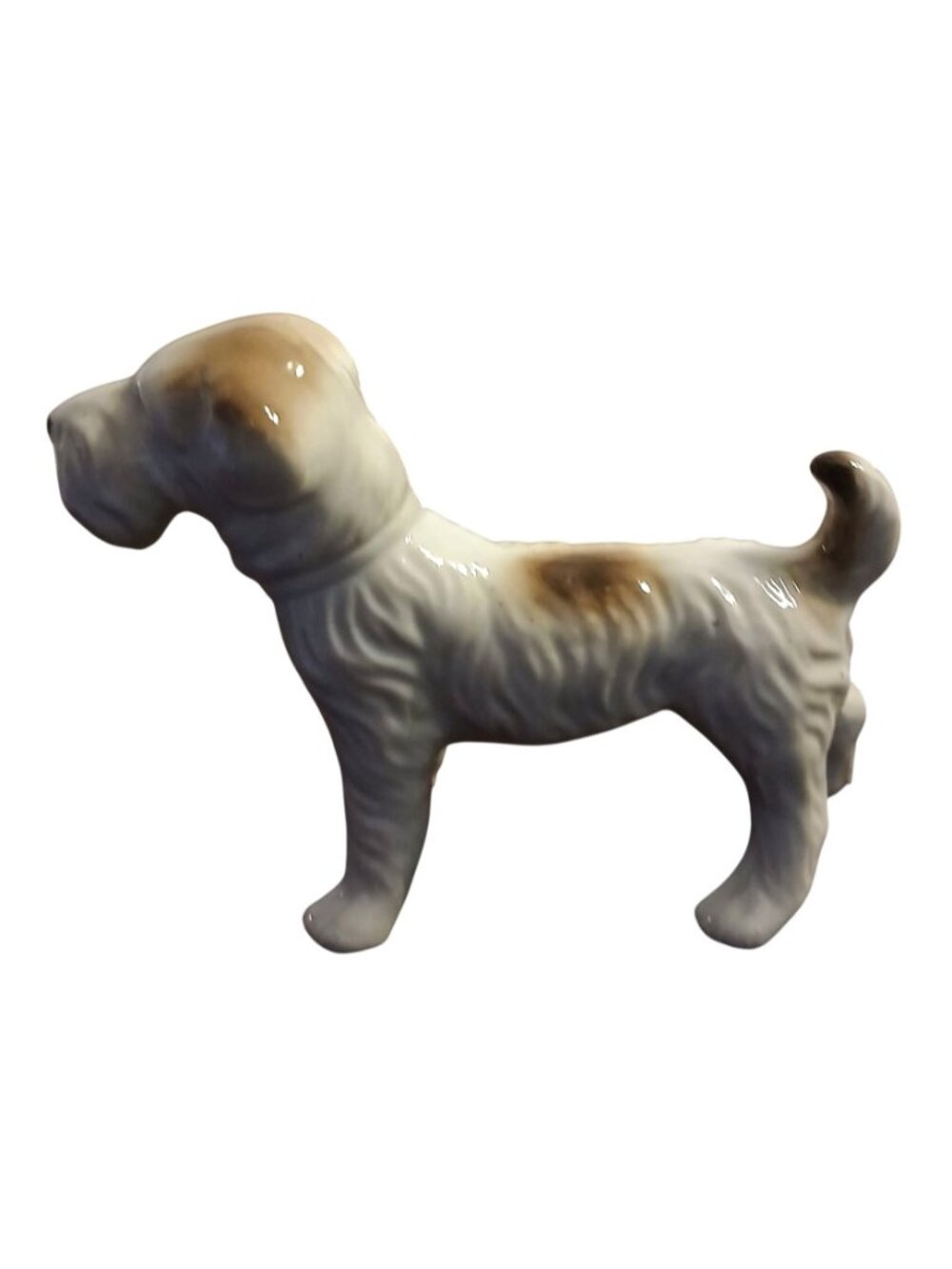 VTG Ceramic Terrier Dog Figurine 6x4" Glossy White & Brown Decor Collectable#WS4 - Picture 2 of 9